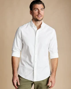 Casual Shirts|White Shirts<Charles Tyrwhitt Button-Down Collar Washed Oxford Shirt - White
