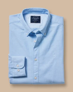 Casual Shirts|Blue Shirts<Charles Tyrwhitt Button-Down Collar Washed Oxford Shirt - Blue Sky