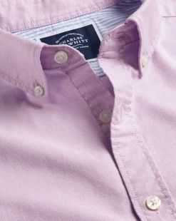 Shirt Sale|Casual Shirts<Charles Tyrwhitt Button-Down Collar Washed Oxford Short Sleeve Shirt - Purple Violet