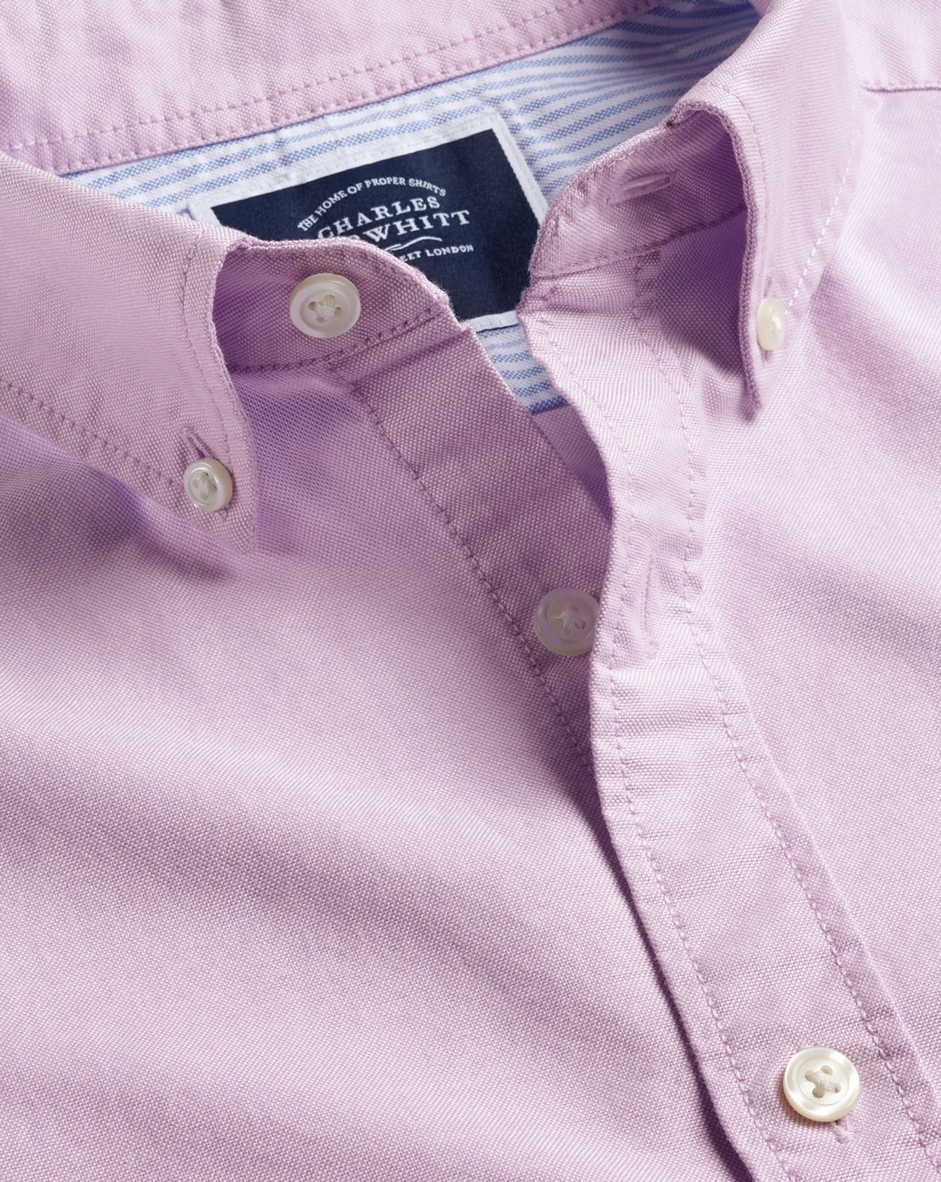 Shirt Sale|Casual Shirts<Charles Tyrwhitt Button-Down Collar Washed Oxford Short Sleeve Shirt - Purple Violet