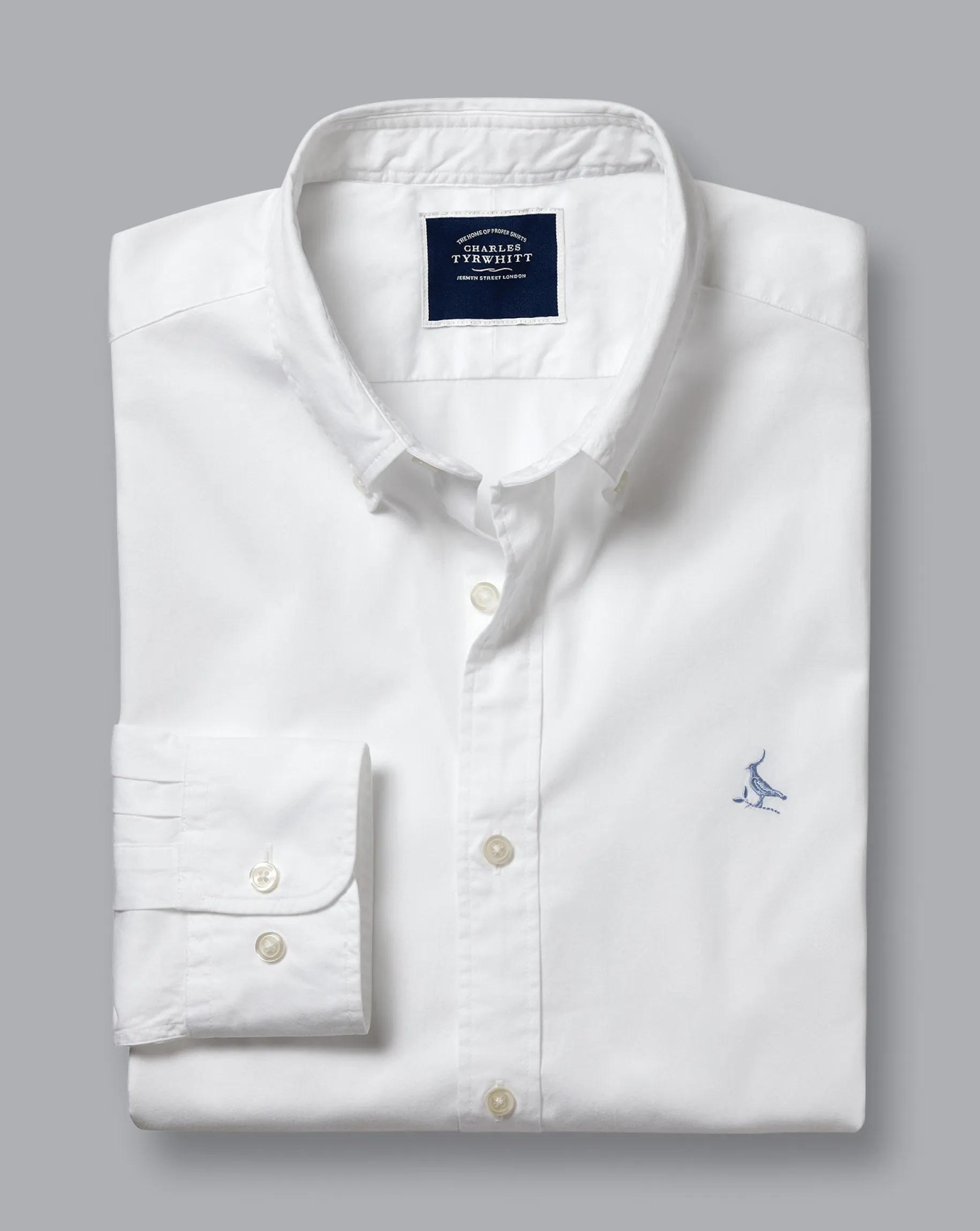Casual Shirts|17"<Charles Tyrwhitt Button-Down Collar Washed Fine Twill Shirt - White