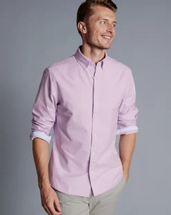 Casual Shirts|17"<Charles Tyrwhitt Button-Down Collar Washed Oxford Shirt - Purple Violet
