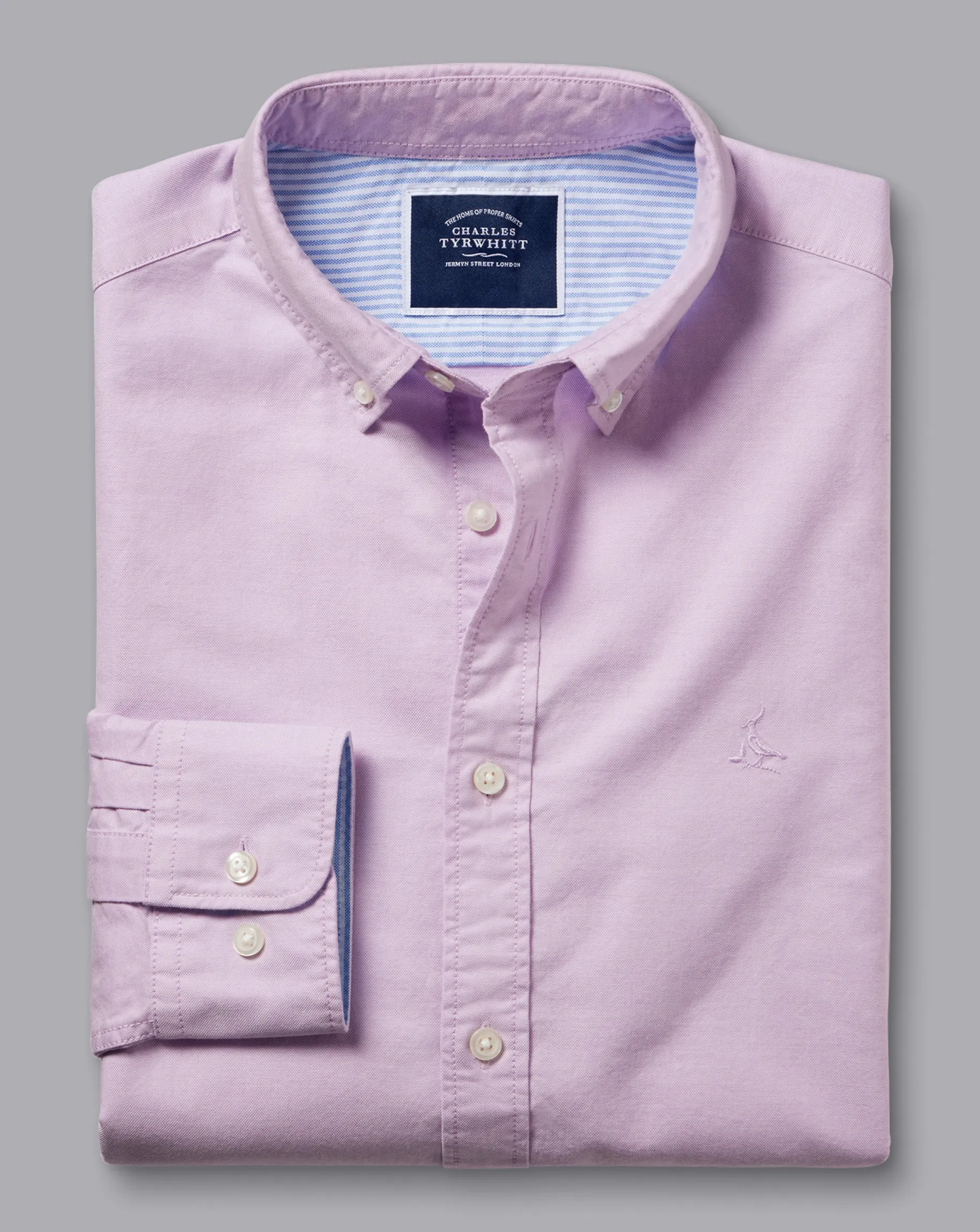 Casual Shirts|17"<Charles Tyrwhitt Button-Down Collar Washed Oxford Shirt - Purple Violet