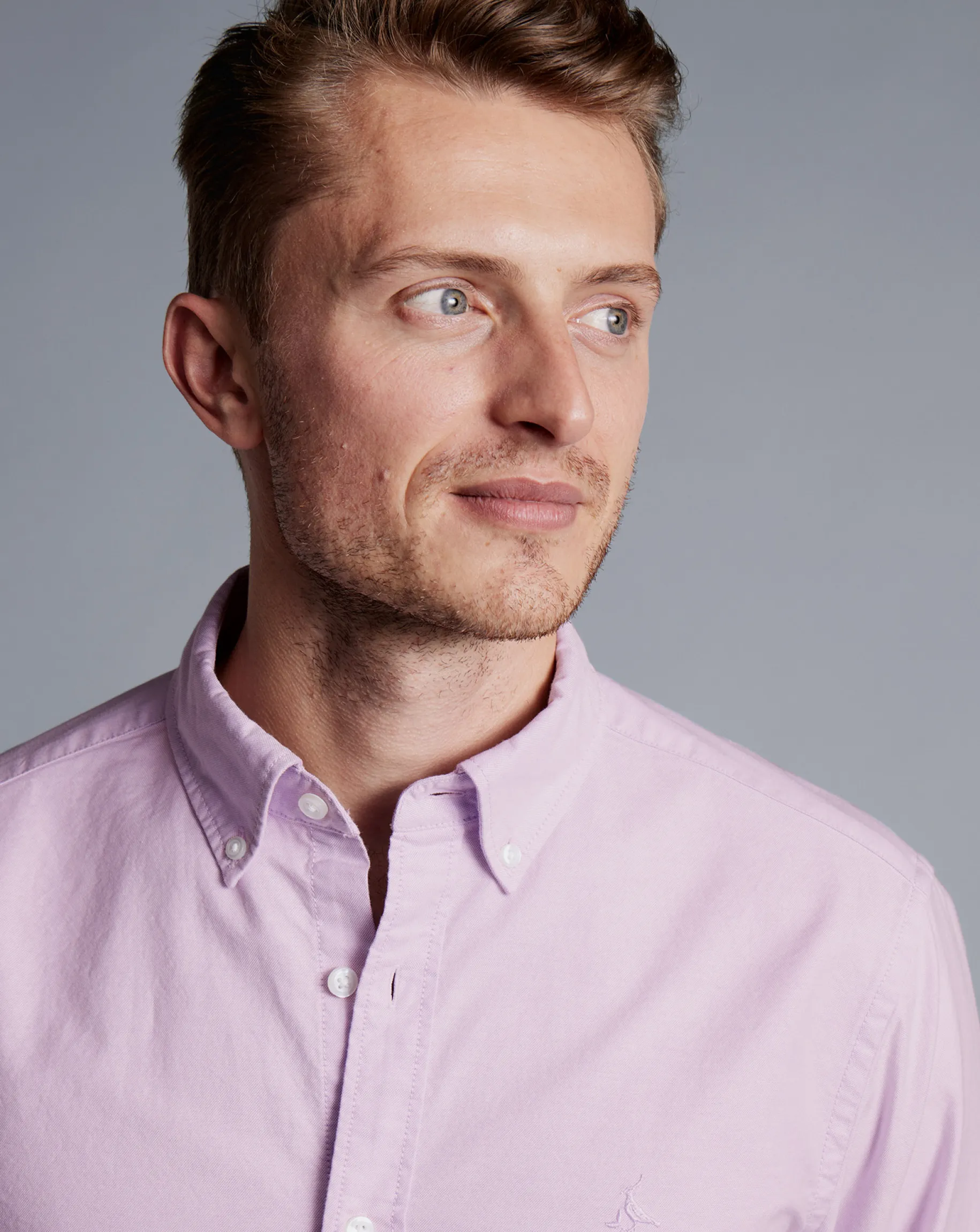 Casual Shirts|17"<Charles Tyrwhitt Button-Down Collar Washed Oxford Shirt - Purple Violet
