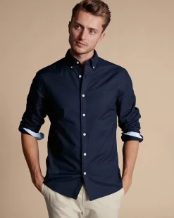 Casual Shirts|Blue Shirts<Charles Tyrwhitt Button-Down Collar Washed Oxford Shirt - Blue Navy