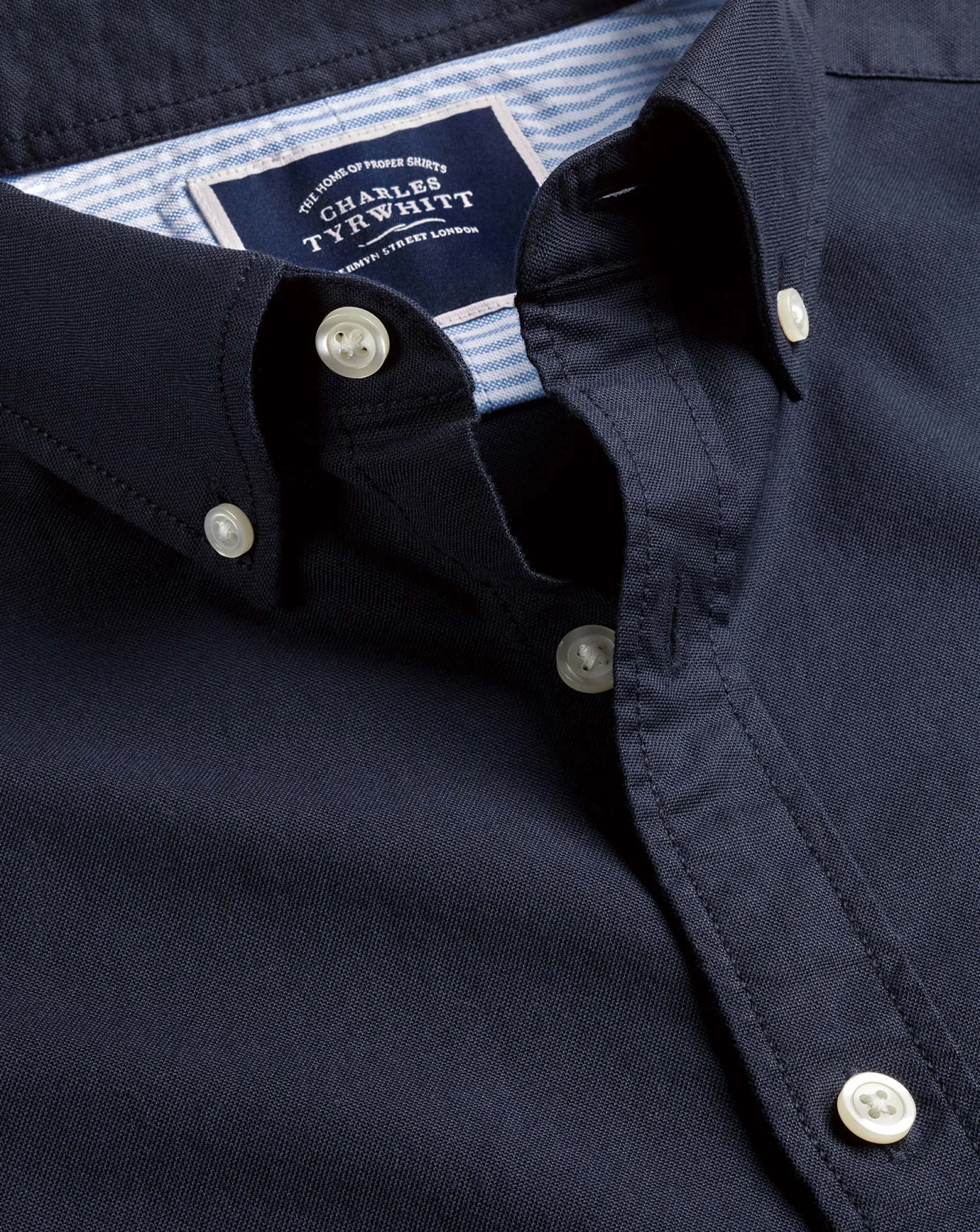 Casual Shirts|Blue Shirts<Charles Tyrwhitt Button-Down Collar Washed Oxford Shirt - Blue Navy