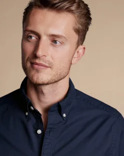 Casual Shirts|Blue Shirts<Charles Tyrwhitt Button-Down Collar Washed Oxford Shirt - Blue Navy