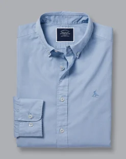 Casual Shirts|M<Charles Tyrwhitt Button-Down Collar Washed Fine Twill Shirt - Sky Blue