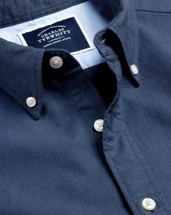Shirt Sale|Casual Shirts<Charles Tyrwhitt Button-Down Collar Washed Oxford Shirt - Melange Dark Blue