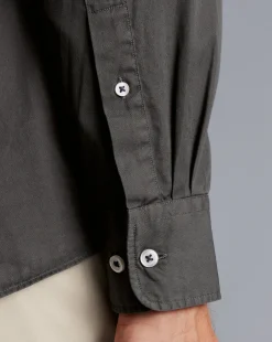 Shirt Sale|Casual Shirts<Charles Tyrwhitt Button-Down Collar Washed Fine Twill Shirt - Grey Charcoal