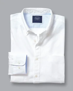 Shirt Sale|Casual Shirts<Charles Tyrwhitt Button-Down Collar Washed Oxford Shirt With Pocket - White