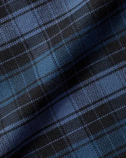 S|M<Charles Tyrwhitt Button-Down Collar Washed Oxford Check Shirt - Indigo Blue