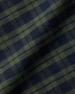 S|M<Charles Tyrwhitt Button-Down Collar Washed Oxford Check Shirt - Green Olive