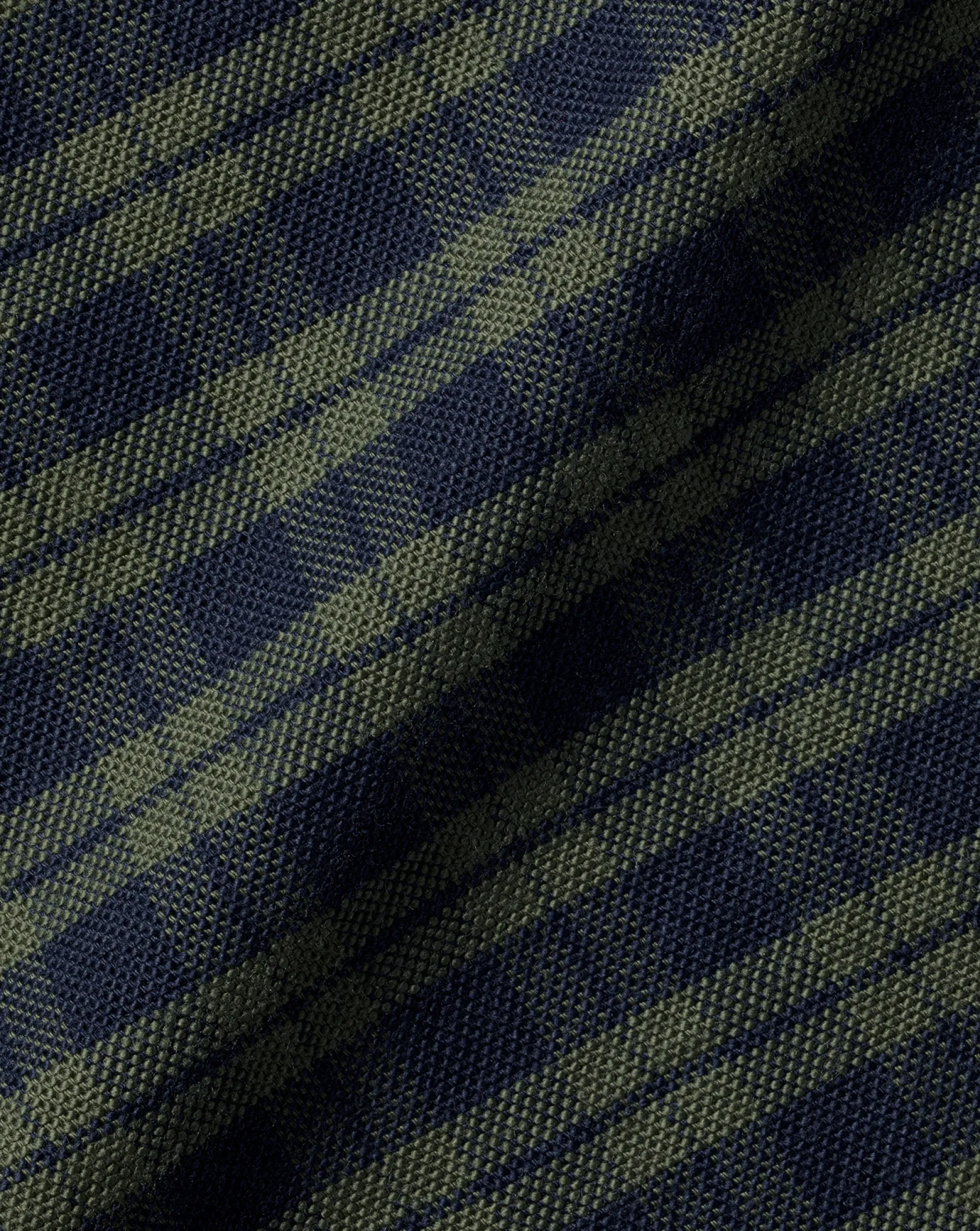 S|M<Charles Tyrwhitt Button-Down Collar Washed Oxford Check Shirt - Green Olive