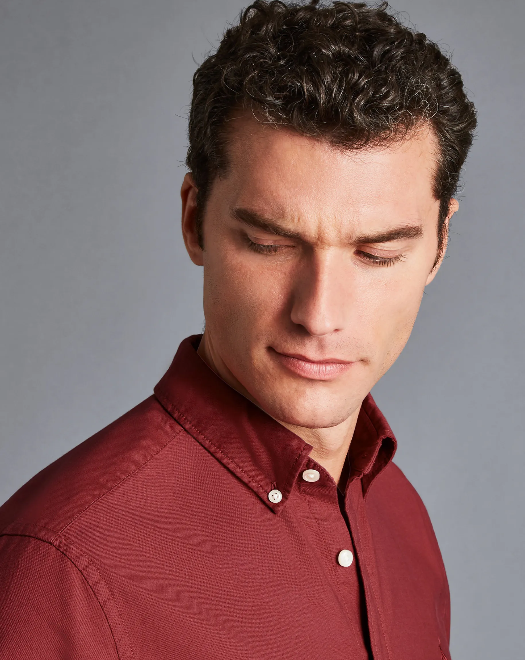 Shirt Sale|Casual Shirts<Charles Tyrwhitt Button-Down Collar Washed Oxford Shirt - Maroon Red