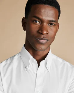 Dress Shirts|White Shirts<Charles Tyrwhitt Button-Down Non-Iron Twill Shirt - White