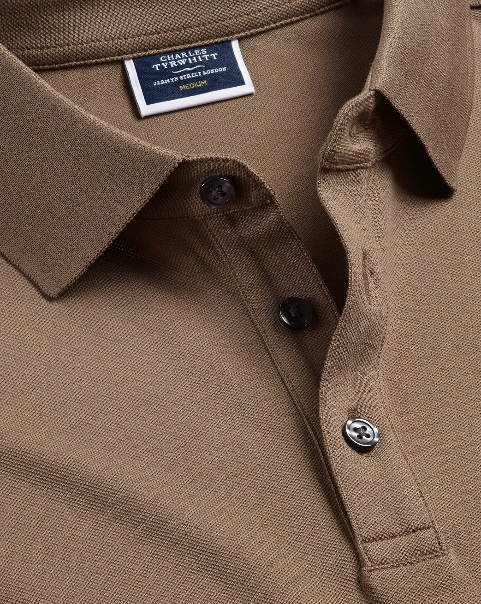 Long Sleeve polos|Polos<Charles Tyrwhitt Tyrwhitt Long Sleeve Pique Polo Camel