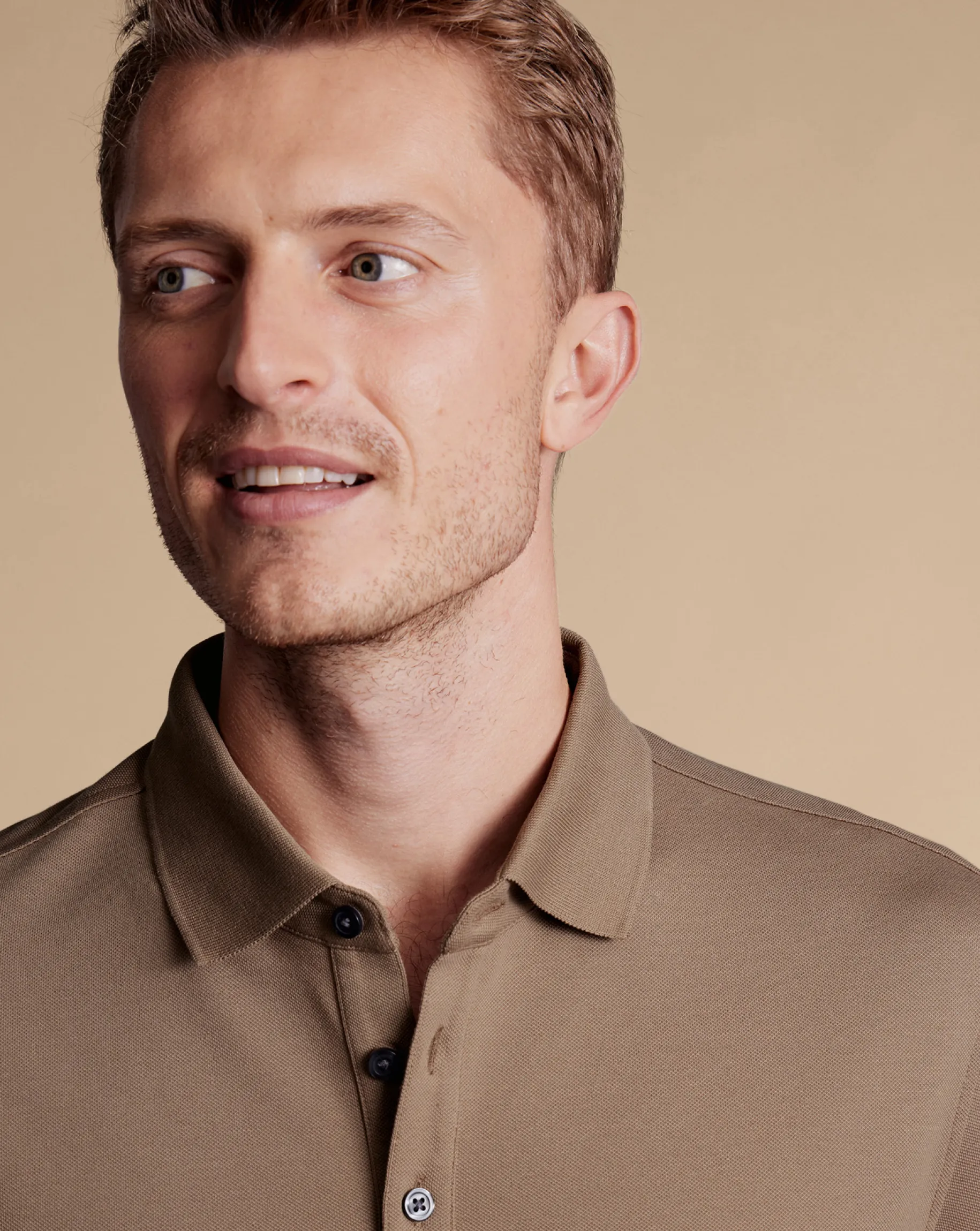 Long Sleeve polos|Polos<Charles Tyrwhitt Tyrwhitt Long Sleeve Pique Polo Camel