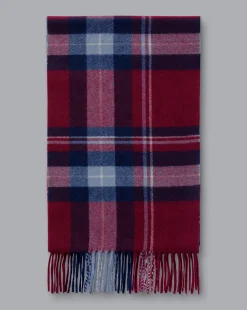 Gloves & Scarves<Charles Tyrwhitt Cashmere Check Scarf - Dark Red