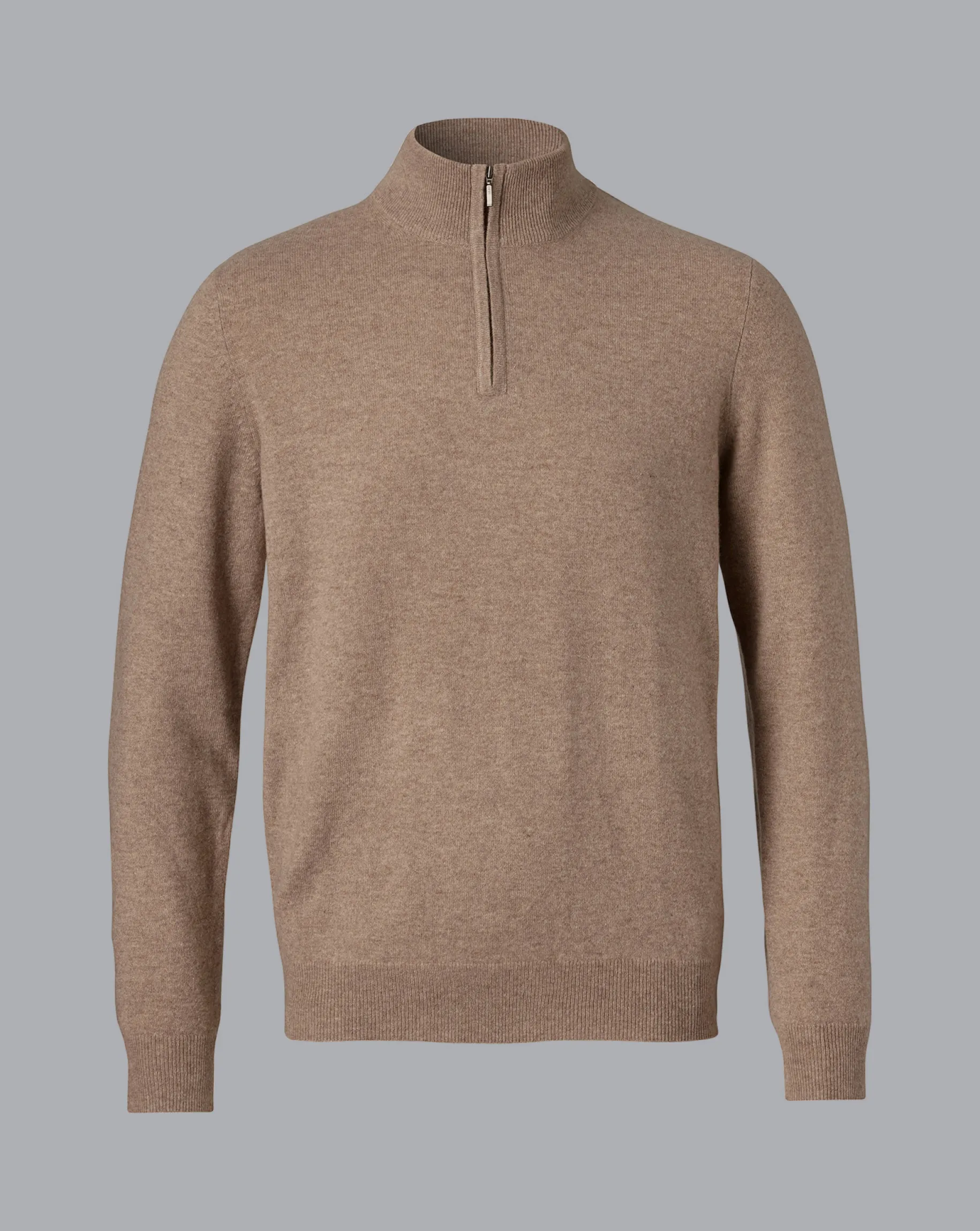 Quarter Zip Sweaters|Sweaters<Charles Tyrwhitt Cashmere Quarter Zip Sweater - Oatmeal