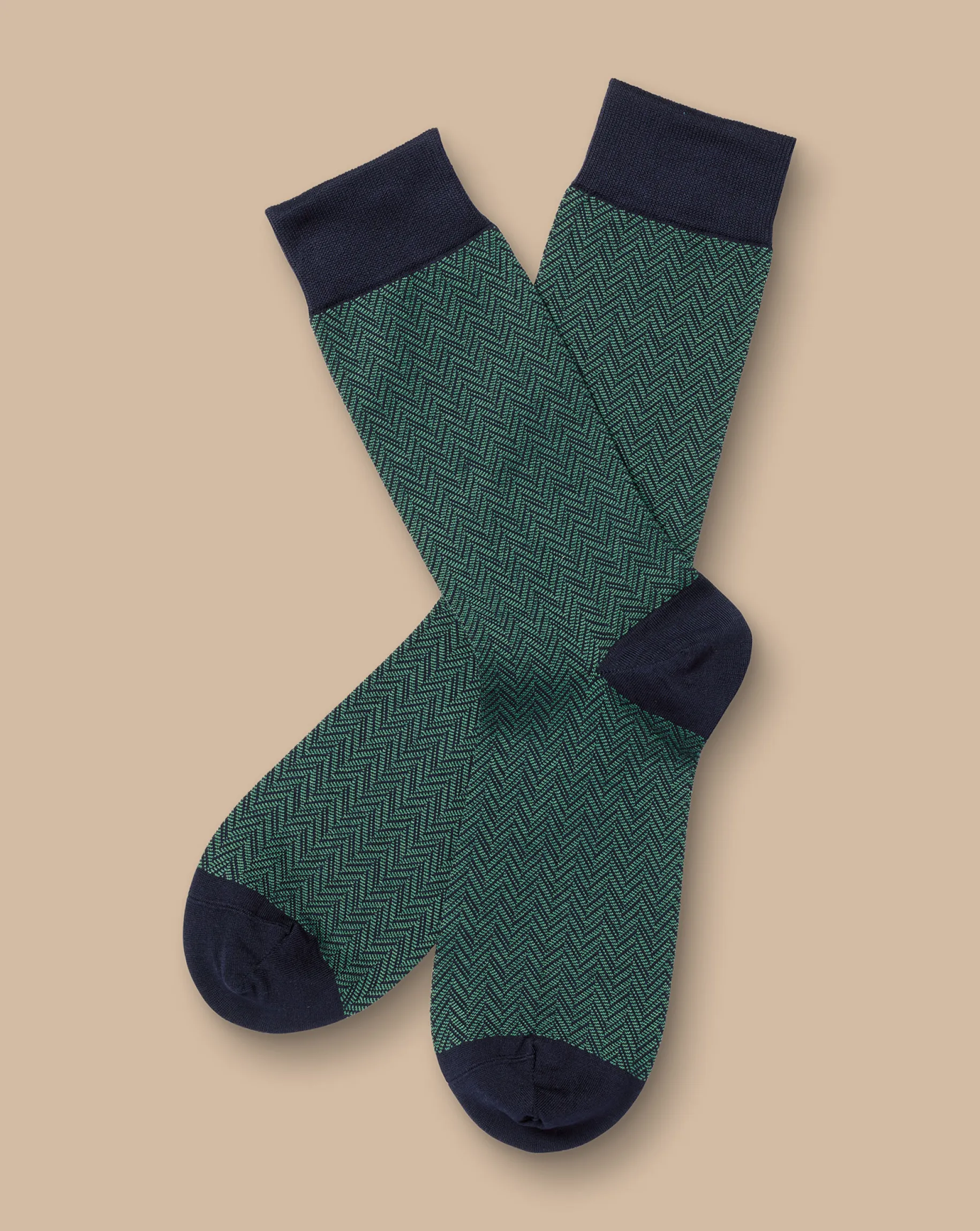 Socks<Charles Tyrwhitt Chevron Socks - Green & Navy Green and Navy