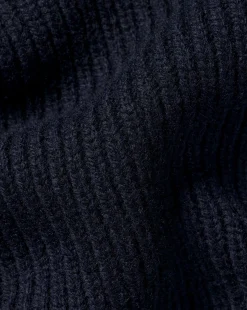 Blue Sweaters|Cardigans<Charles Tyrwhitt Chunky Zip Funnel Neck Cardigan - Navy