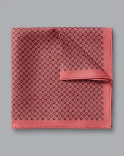 Pocket Squares<Charles Tyrwhitt Circle Print Silk Pocket Square - Coral Pink