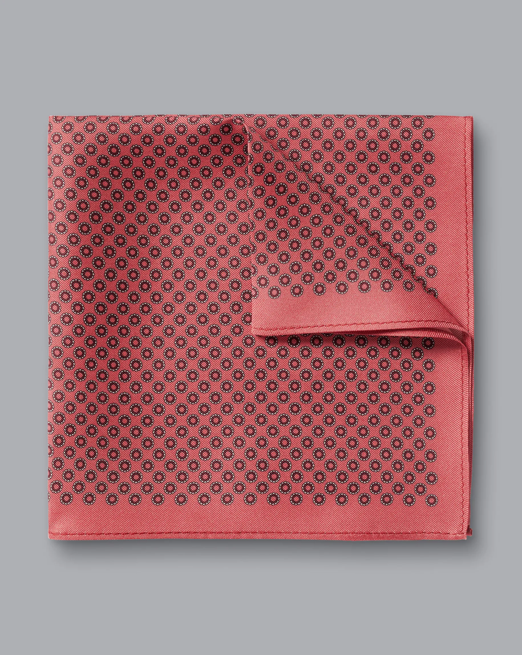 Pocket Squares<Charles Tyrwhitt Circle Print Silk Pocket Square - Coral Pink