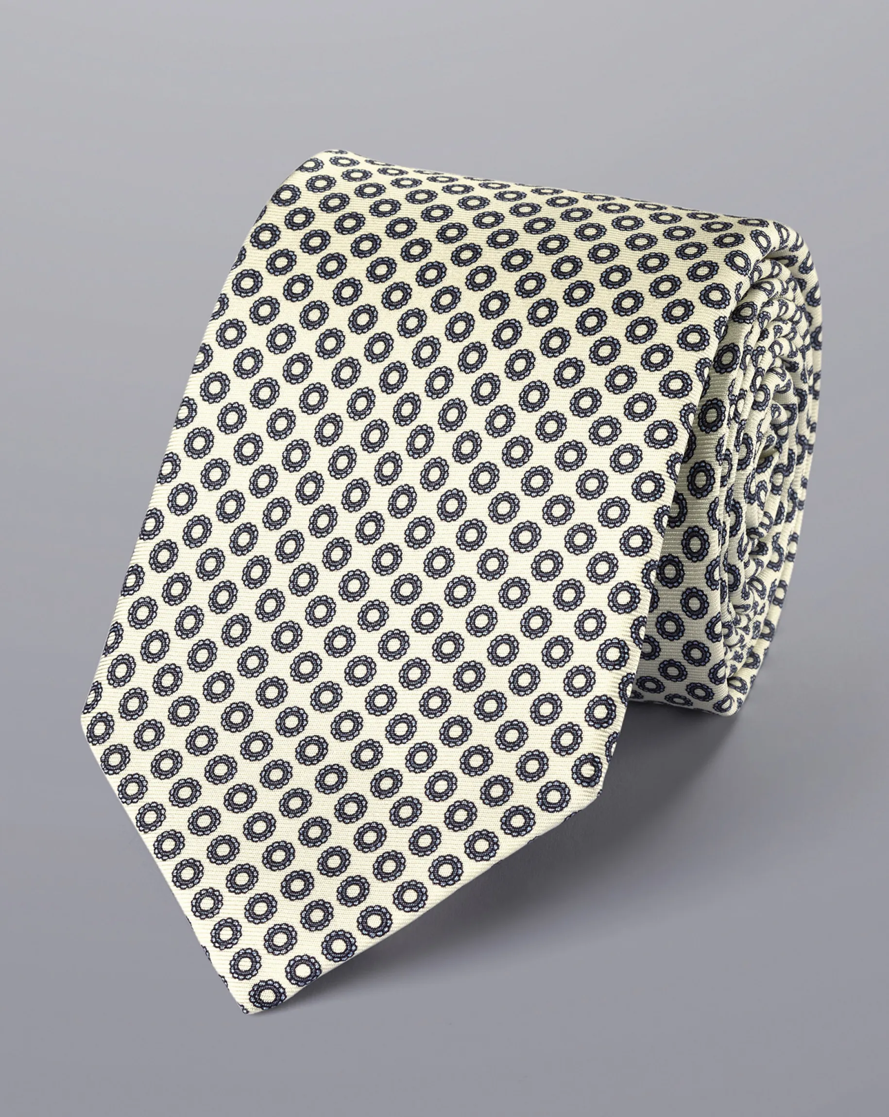 Ties & Bow-ties<Charles Tyrwhitt Circle Print Silk Tie - Ivory