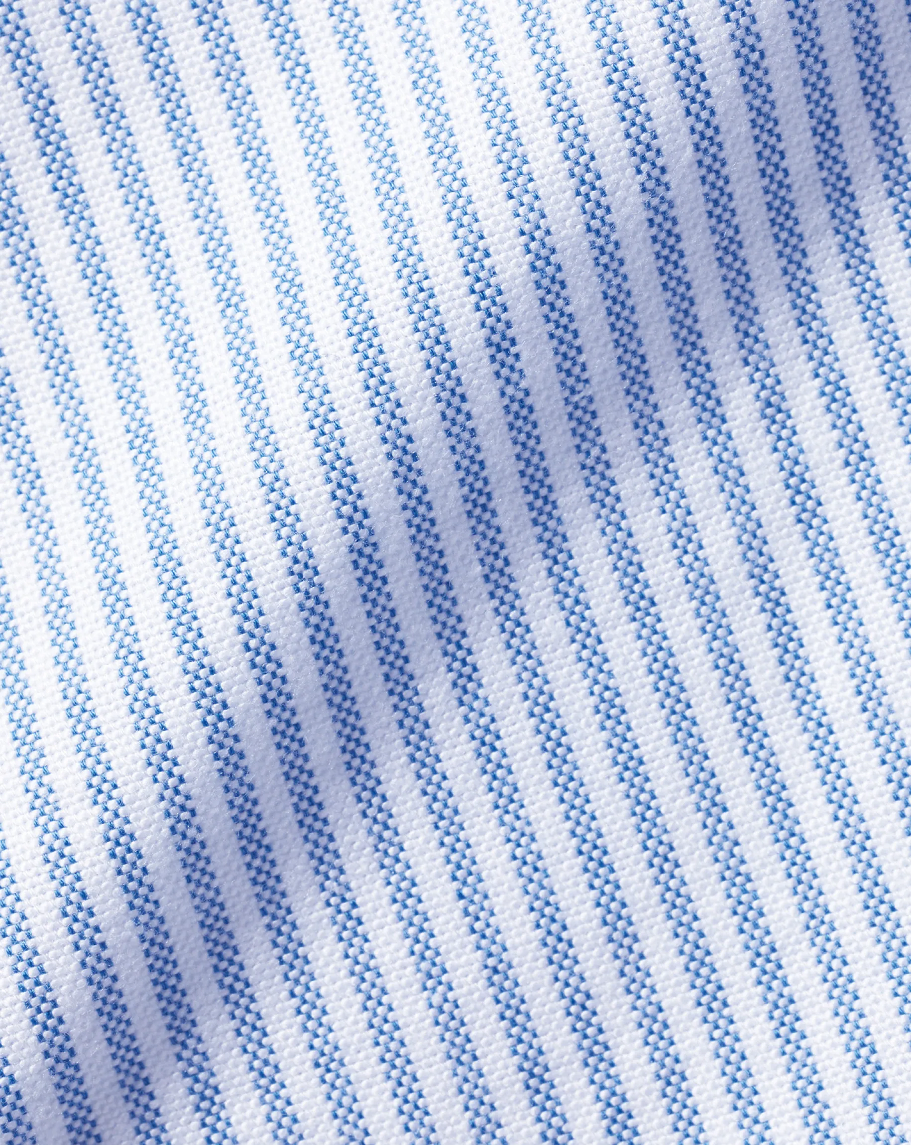 Casual Shirts|Collarless Shirts<Charles Tyrwhitt Collarless Stretch Washed Oxford Stripe Shirt - Ocean Blue