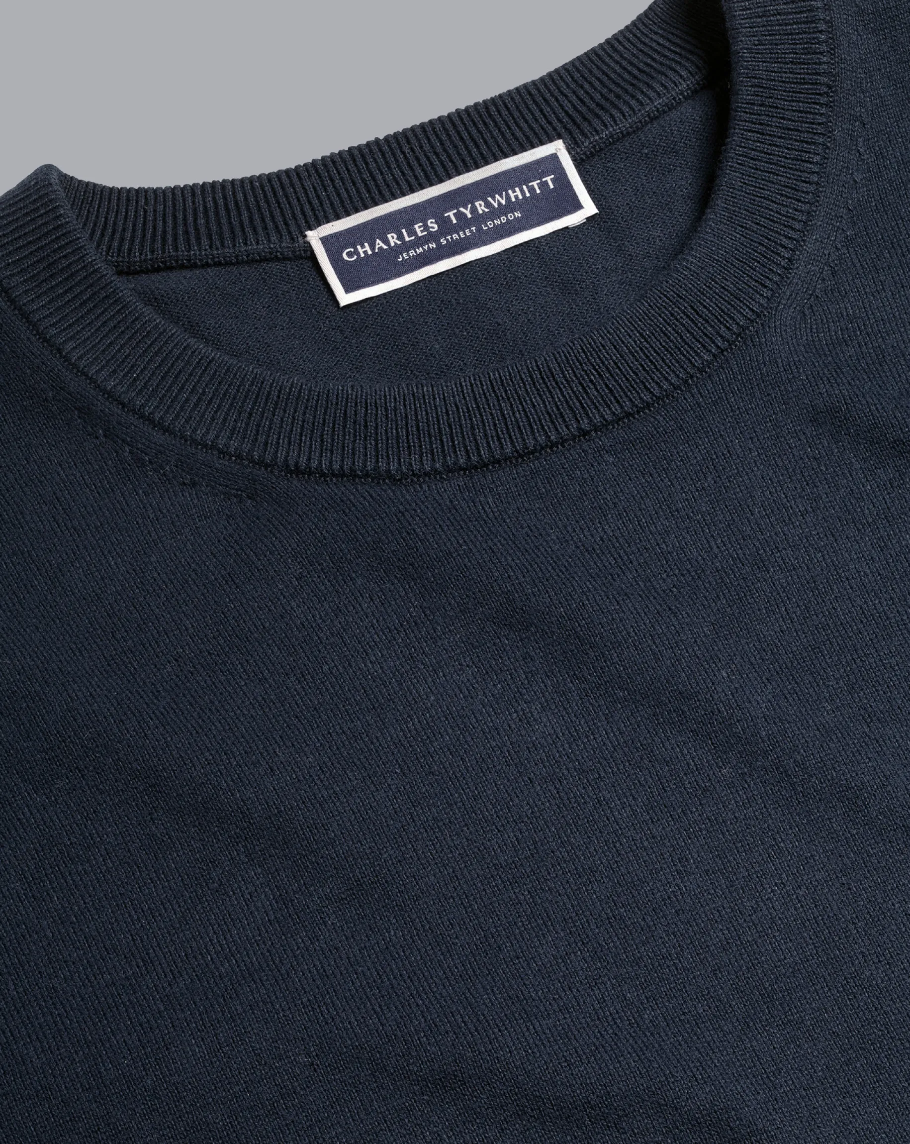 Sweaters<Charles Tyrwhitt Combed Cotton Crew Neck Sweater - Dark Navy