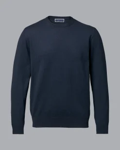 Sweaters<Charles Tyrwhitt Combed Cotton Crew Neck Sweater - Dark Navy