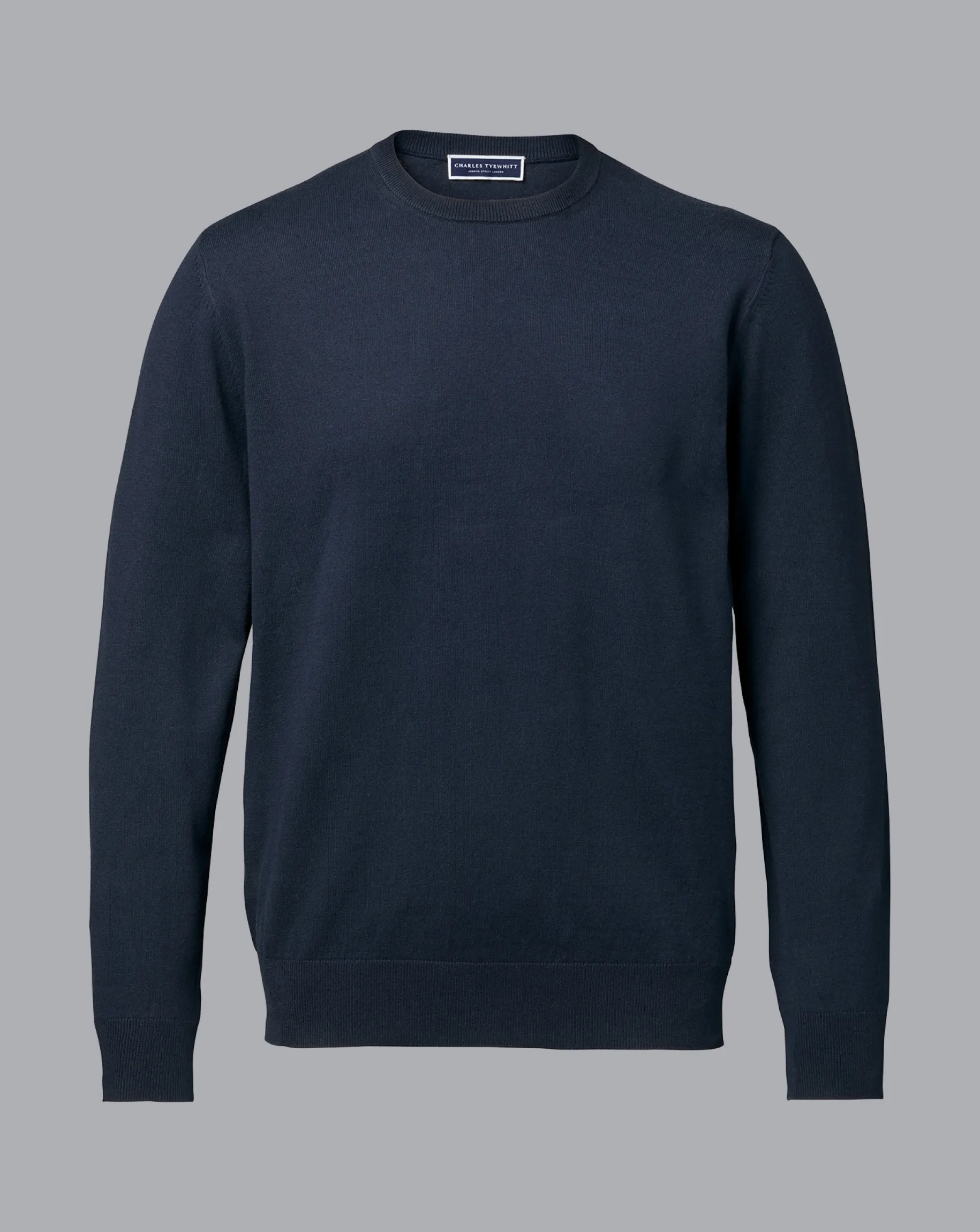 Sweaters<Charles Tyrwhitt Combed Cotton Crew Neck Sweater - Dark Navy