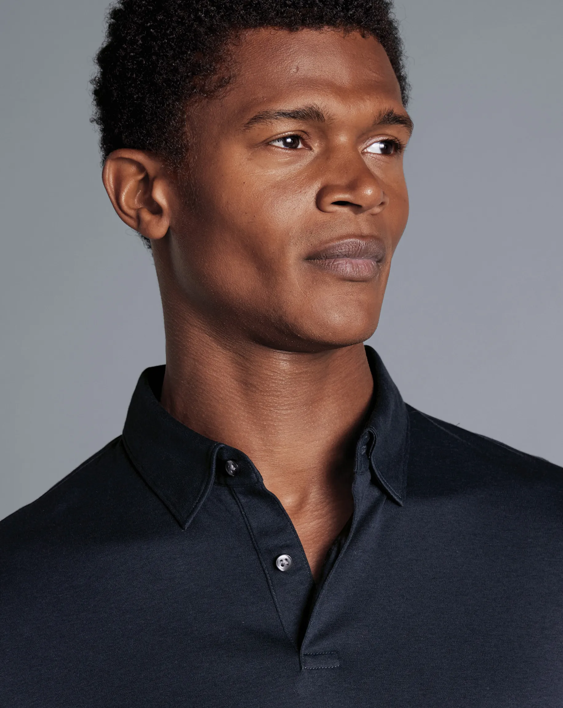 Blue Shirts|Blue<Charles Tyrwhitt Combed Cotton Long Sleeve Polo - Dark Navy