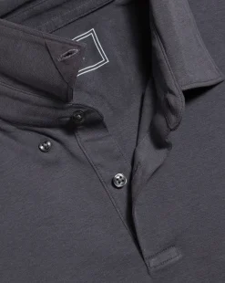 Grey|Long Sleeve polos<Charles Tyrwhitt Combed Cotton Long Sleeve Polo - Dark Grey