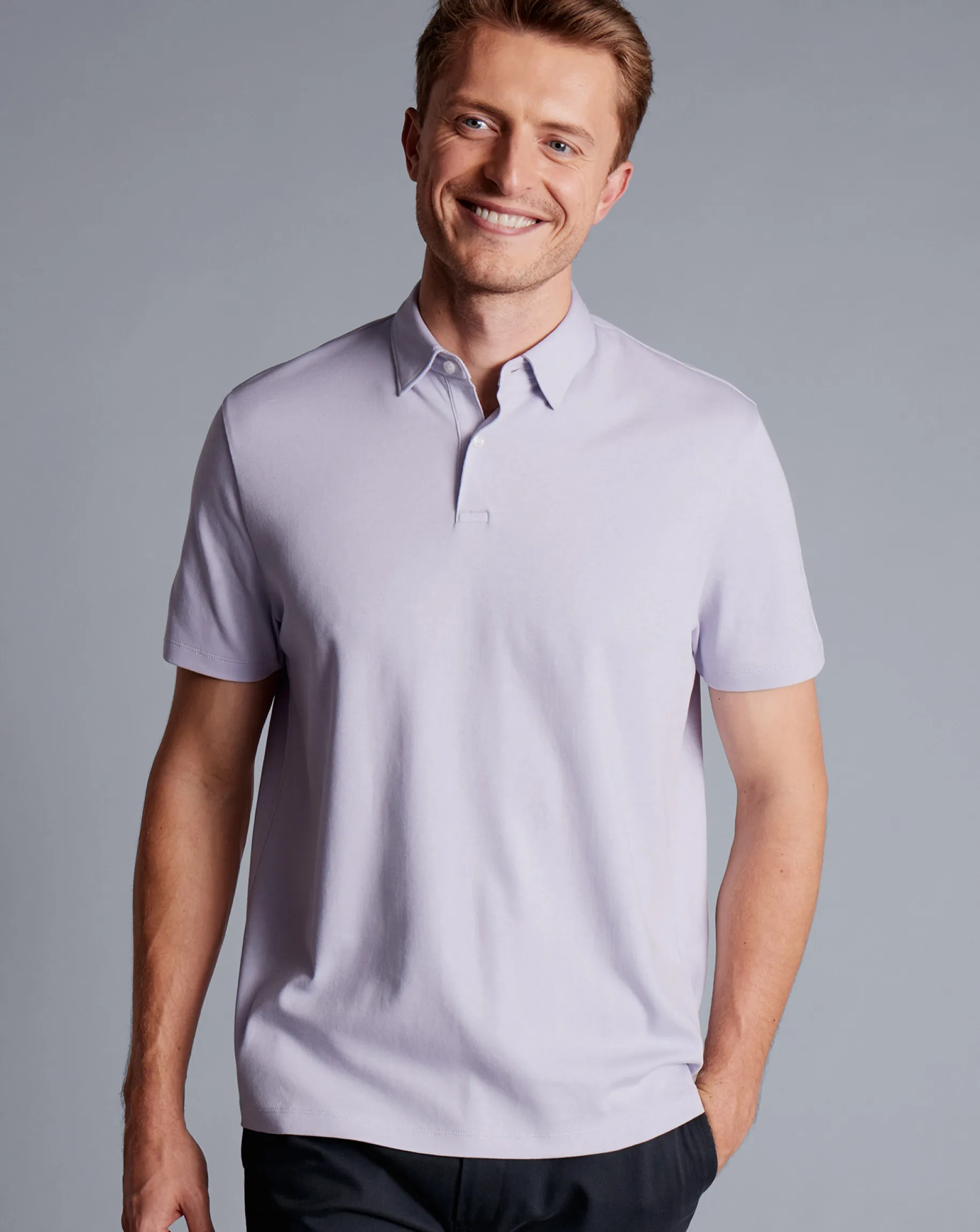 Shirt Sale|Polos<Charles Tyrwhitt Combed Cotton Polo - Purple Lilac