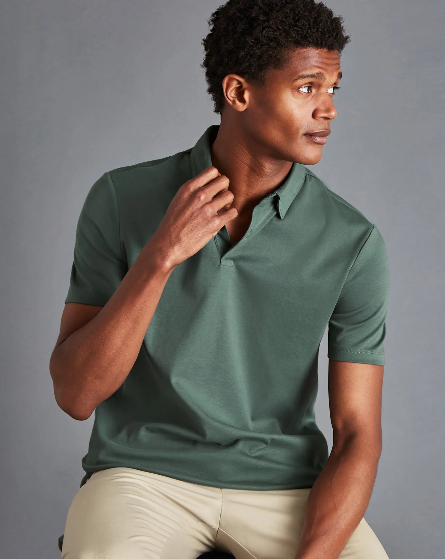 Shirt Sale|Polos<Charles Tyrwhitt Combed Cotton Polo - Green Teal