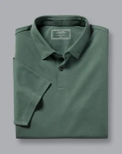 Shirt Sale|Polos<Charles Tyrwhitt Combed Cotton Polo - Green Teal