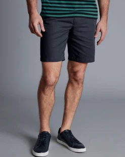 Shorts|Golf Collection<Charles Tyrwhitt Cotton Linen Shorts - Ink Blue