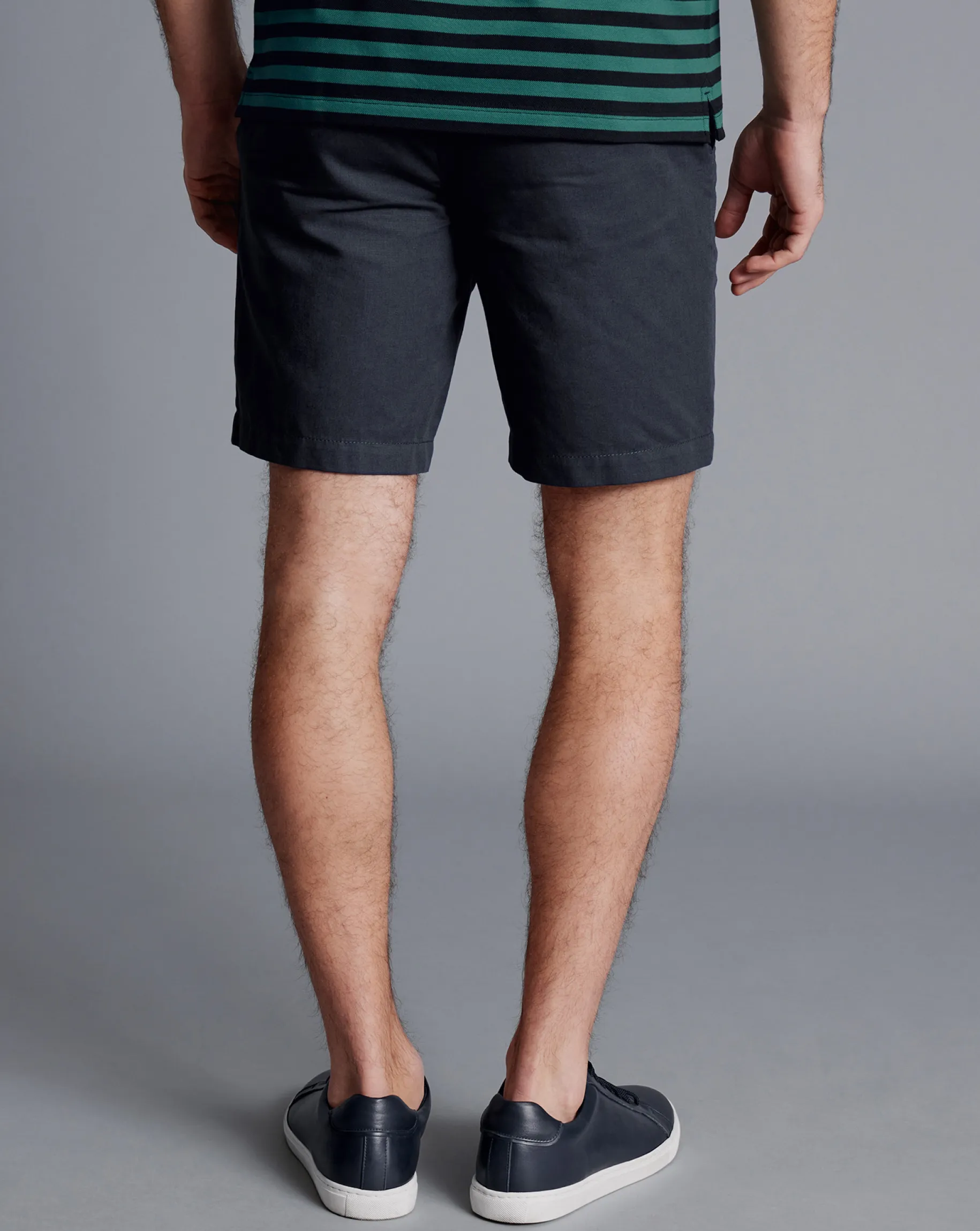 Shorts|Golf Collection<Charles Tyrwhitt Cotton Linen Shorts - Ink Blue