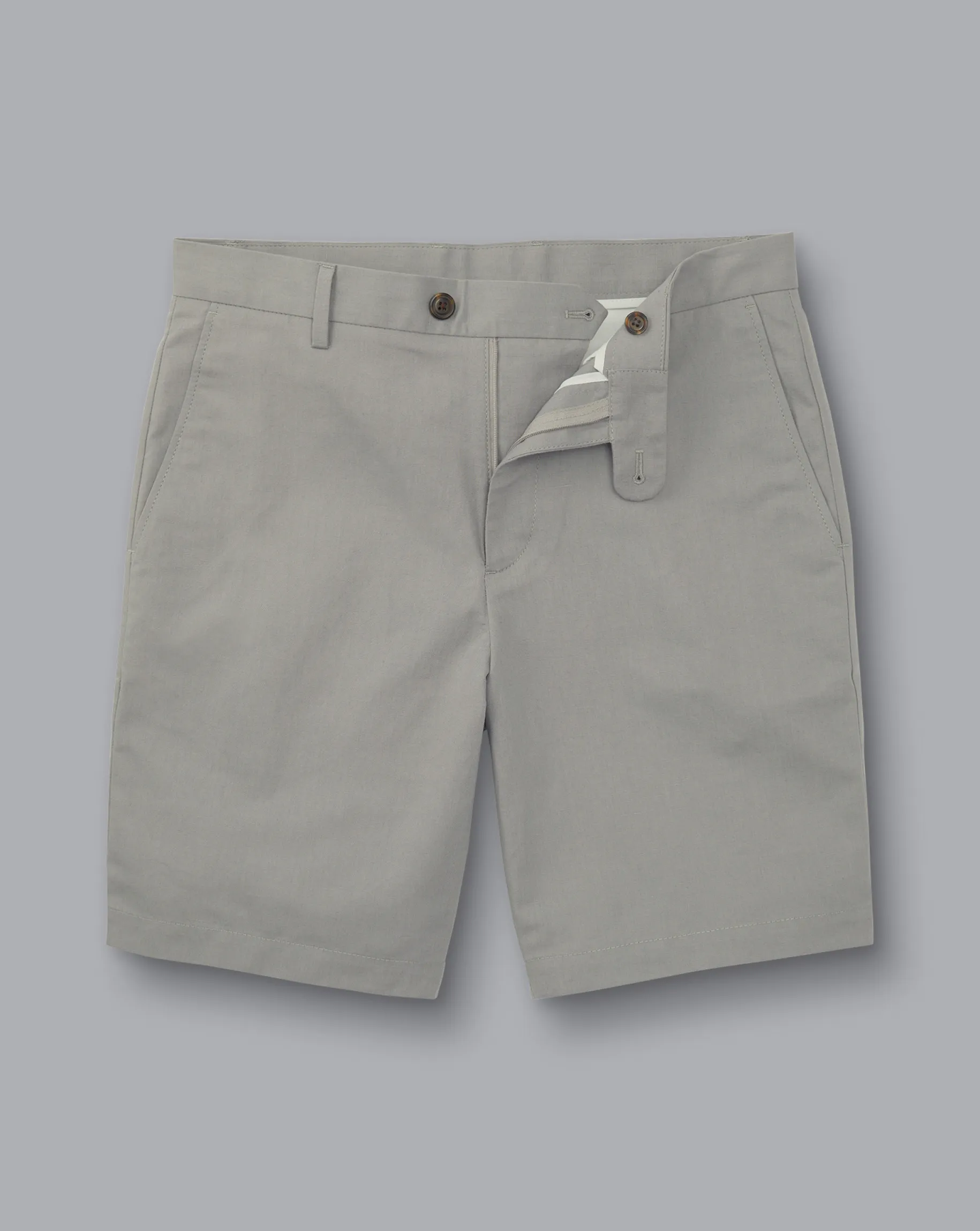 Golf Collection|Pants & Shorts<Charles Tyrwhitt Cotton Linen Shorts - Light Grey