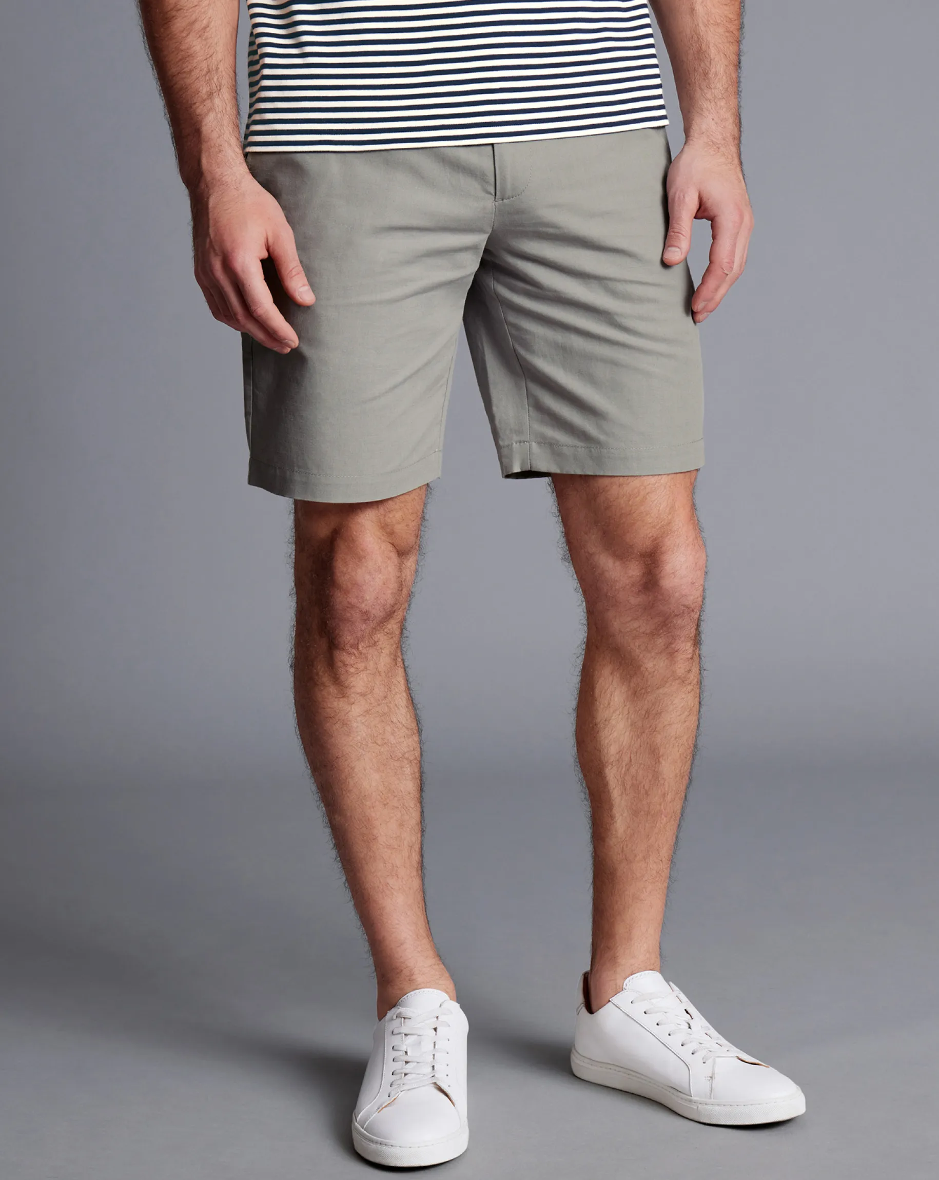 Golf Collection|Pants & Shorts<Charles Tyrwhitt Cotton Linen Shorts - Light Grey