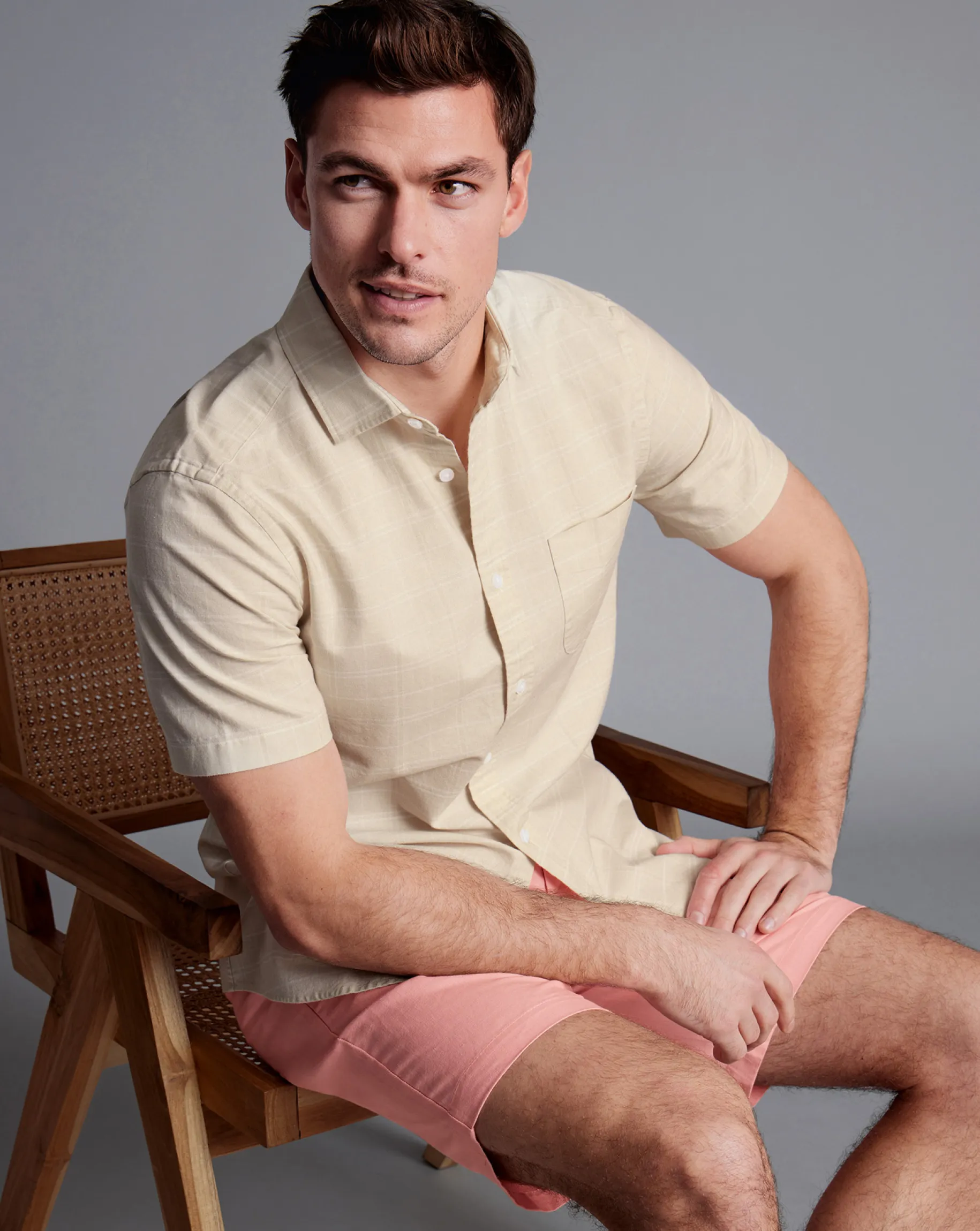 Golf Collection|Pants & Shorts<Charles Tyrwhitt Cotton Linen Shorts - Light Coral Pink