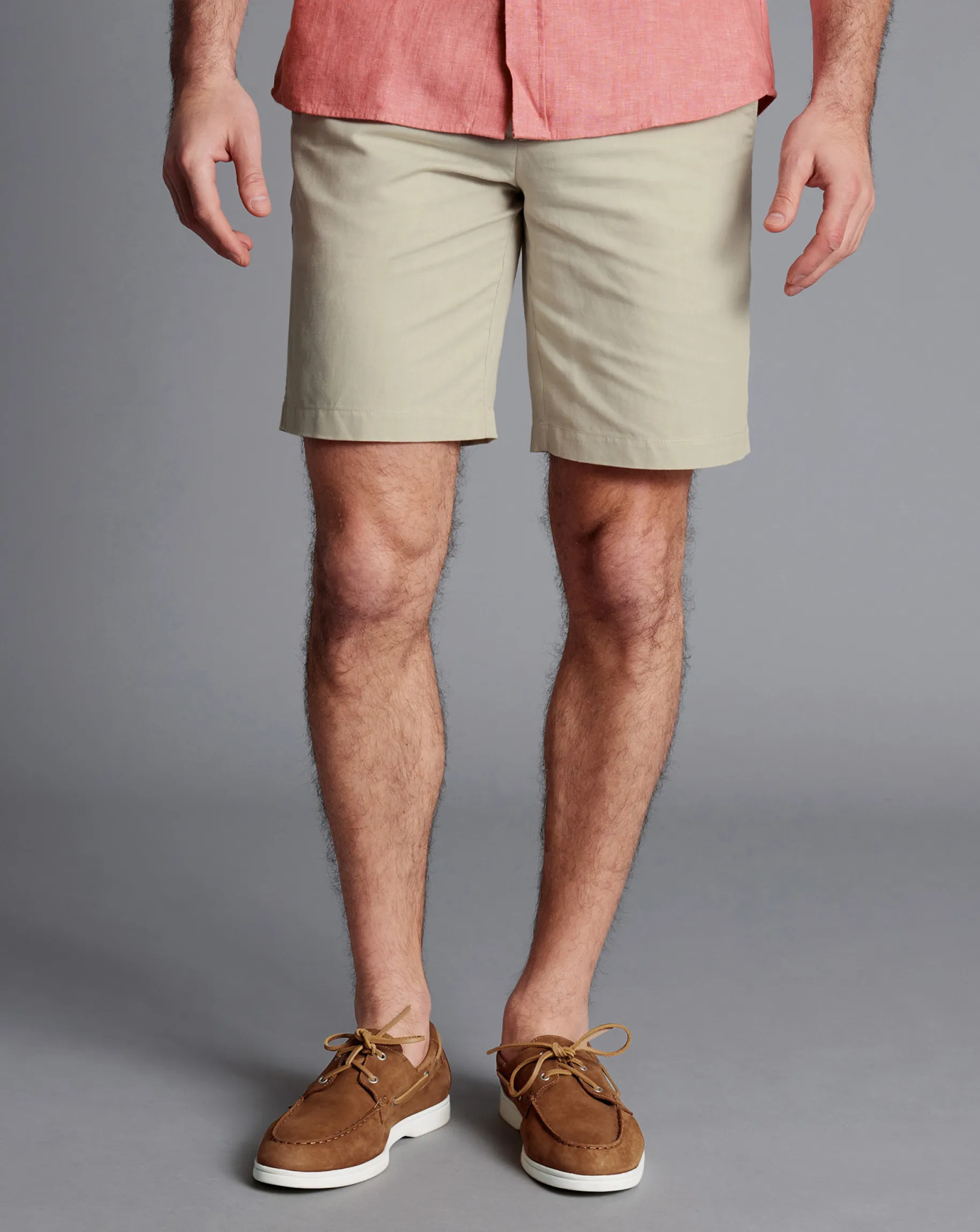 Golf Collection|Shorts<Charles Tyrwhitt Cotton Linen Shorts - Stone