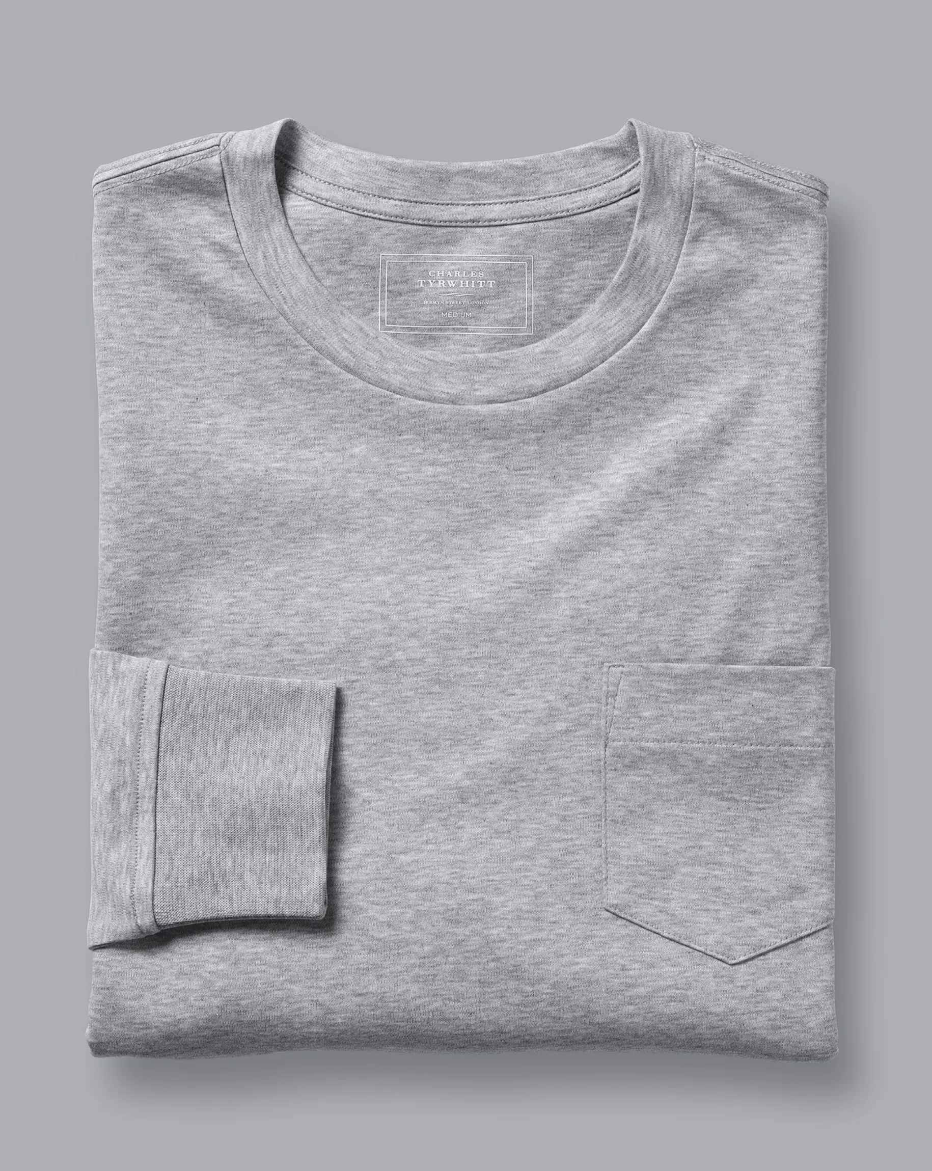 Shirt Sale|Polos<Charles Tyrwhitt Cotton Long Sleeve Tyrwhitt T-Shirt - Marl Grey