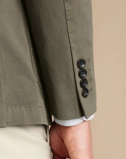 Coats & Jackets|Blazers<Charles Tyrwhitt Cotton Stretch Garment Dyed Jacket - Olive Green