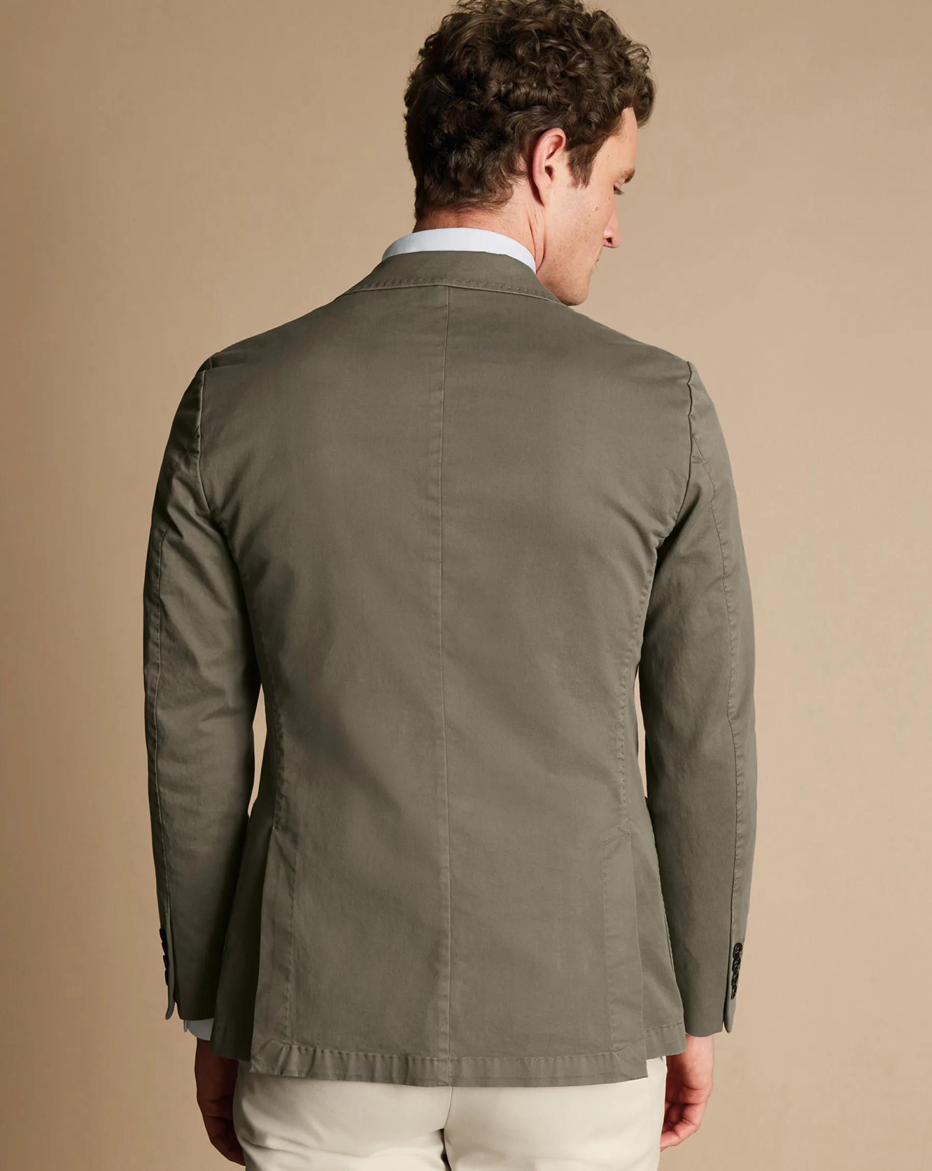 Coats & Jackets|Blazers<Charles Tyrwhitt Cotton Stretch Garment Dyed Jacket - Olive Green