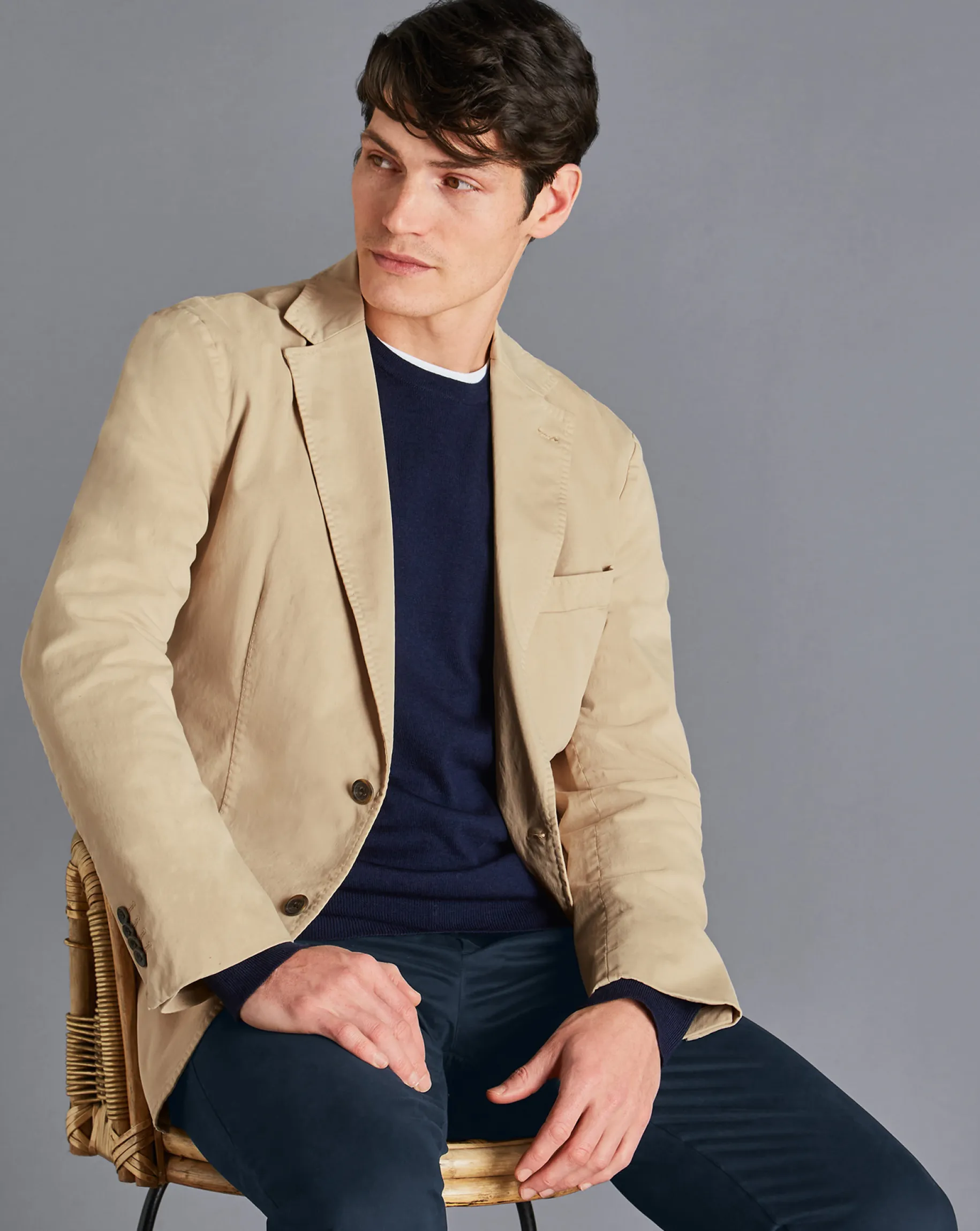 Coats & Jackets|Blazers<Charles Tyrwhitt Cotton Stretch Jacket - Limestone
