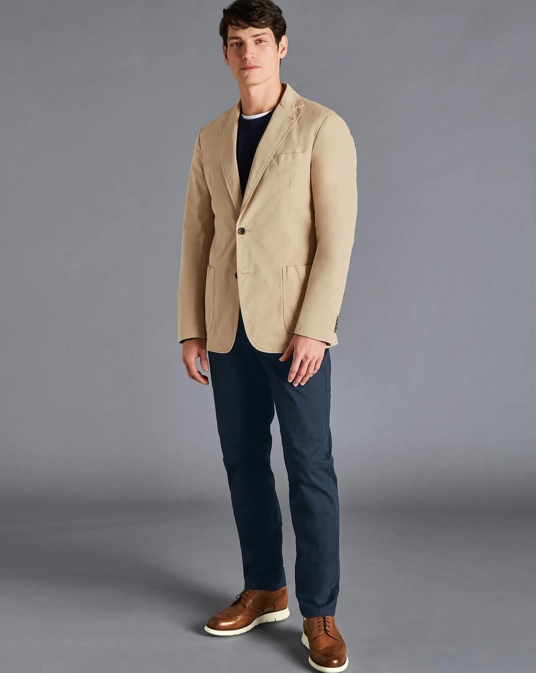 Coats & Jackets|Blazers<Charles Tyrwhitt Cotton Stretch Jacket - Limestone