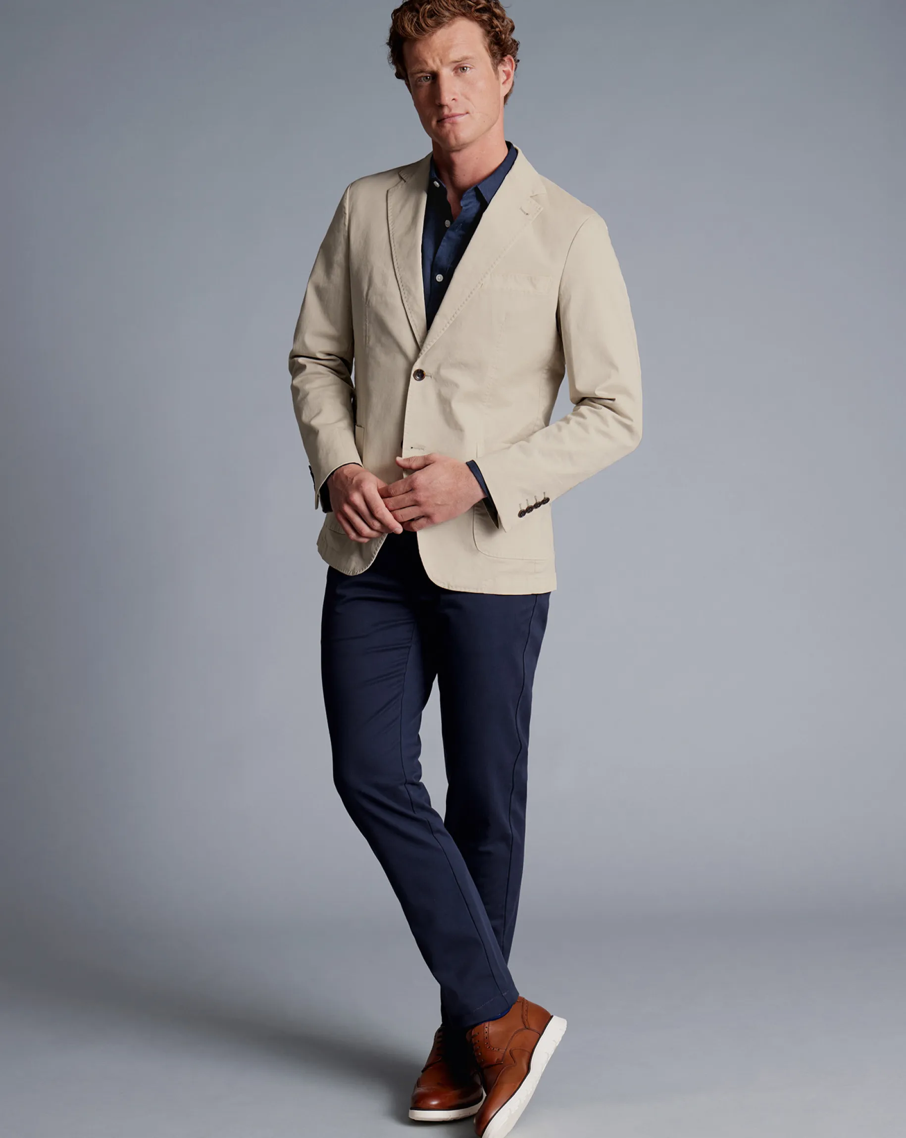Coats & Jackets|Blazers<Charles Tyrwhitt Cotton Stretch Jacket - Limestone